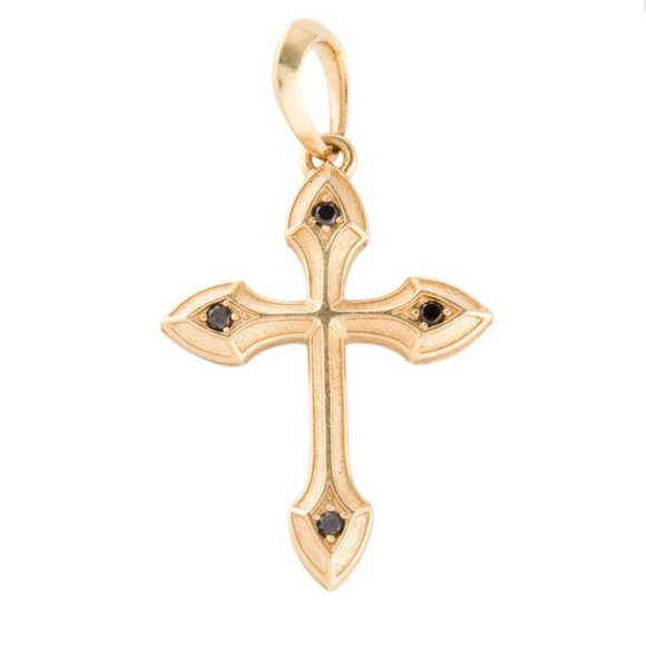 DAVID YURMAN 18K 750 YELLOW GOLD DIAMOND GOTHIC CROSS PENDANT